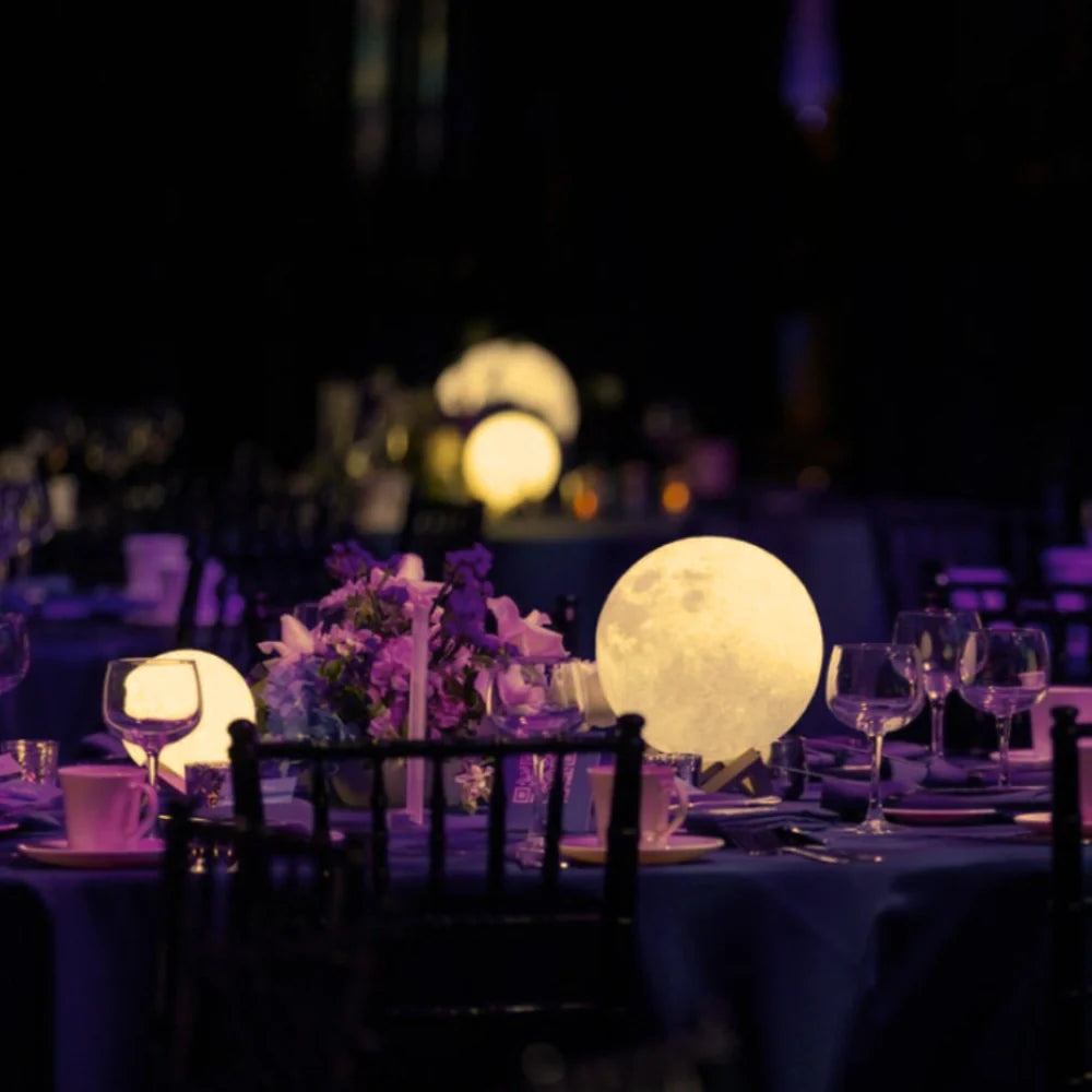 LunaGlow Gartenleuchte | Solar LED Mondlampe mit Farbwechsel & USB Ladefunktion