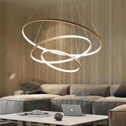 Suspension Auralynx | Triple Anneaux Ø40/60/80 Dimmable Mémoire | LED 50 000+ h Télécommande