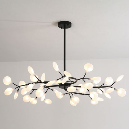 Lustre Sylvarion | 30/45/54×G4 LED Lumière Chaude | Branches Métal & Globes Verre Noir/Or