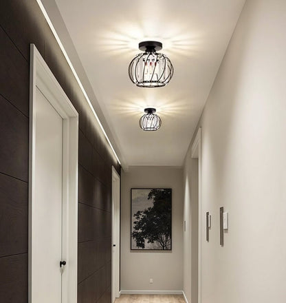 Plafonnier Orlitha | LED 12W 3CCT 3000K–6000K | Métal & Cristal Noir Élégant