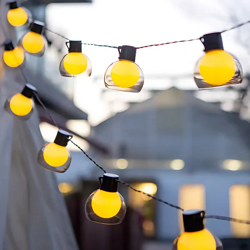 AurynLight Solar Lichterkette | Warmweiße LED Außenbeleuchtung mit USB