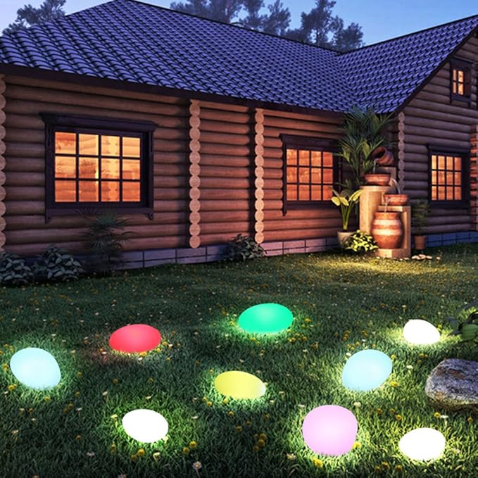 LumaStone Gartenleuchte | LED Solar Kugellampe mit Farbwechsel