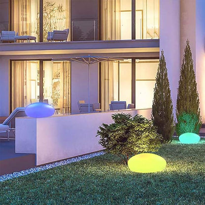 LumaStone Gartenleuchte | LED Solar Kugellampe mit Farbwechsel