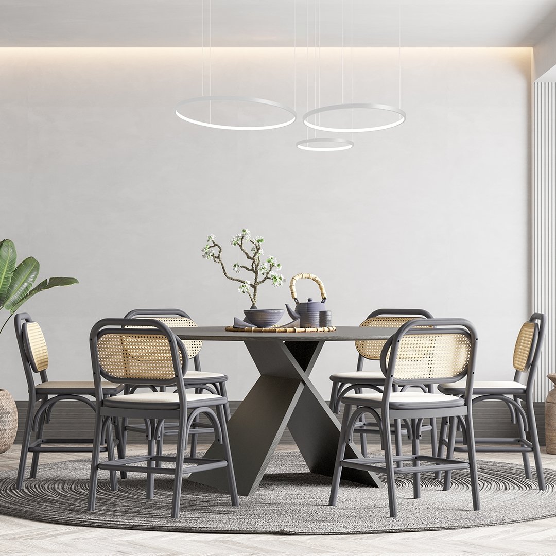 Suspension Auralith | Triple Anneaux Ø40/55/70 + LED 70W Dimmable | Télécommande 2700K–5700K