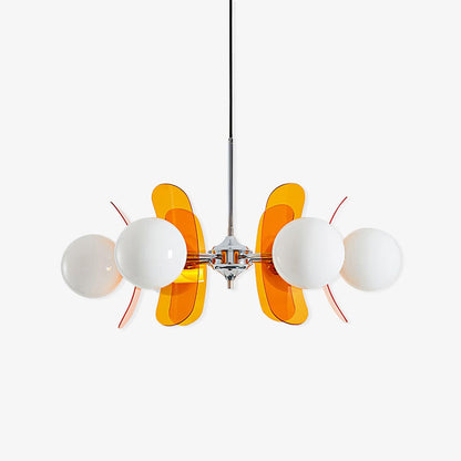 Suspension Oranvéra | Douille E26/E27 IP20 | Fleur Verre & Métal Chrome Brun/Orange