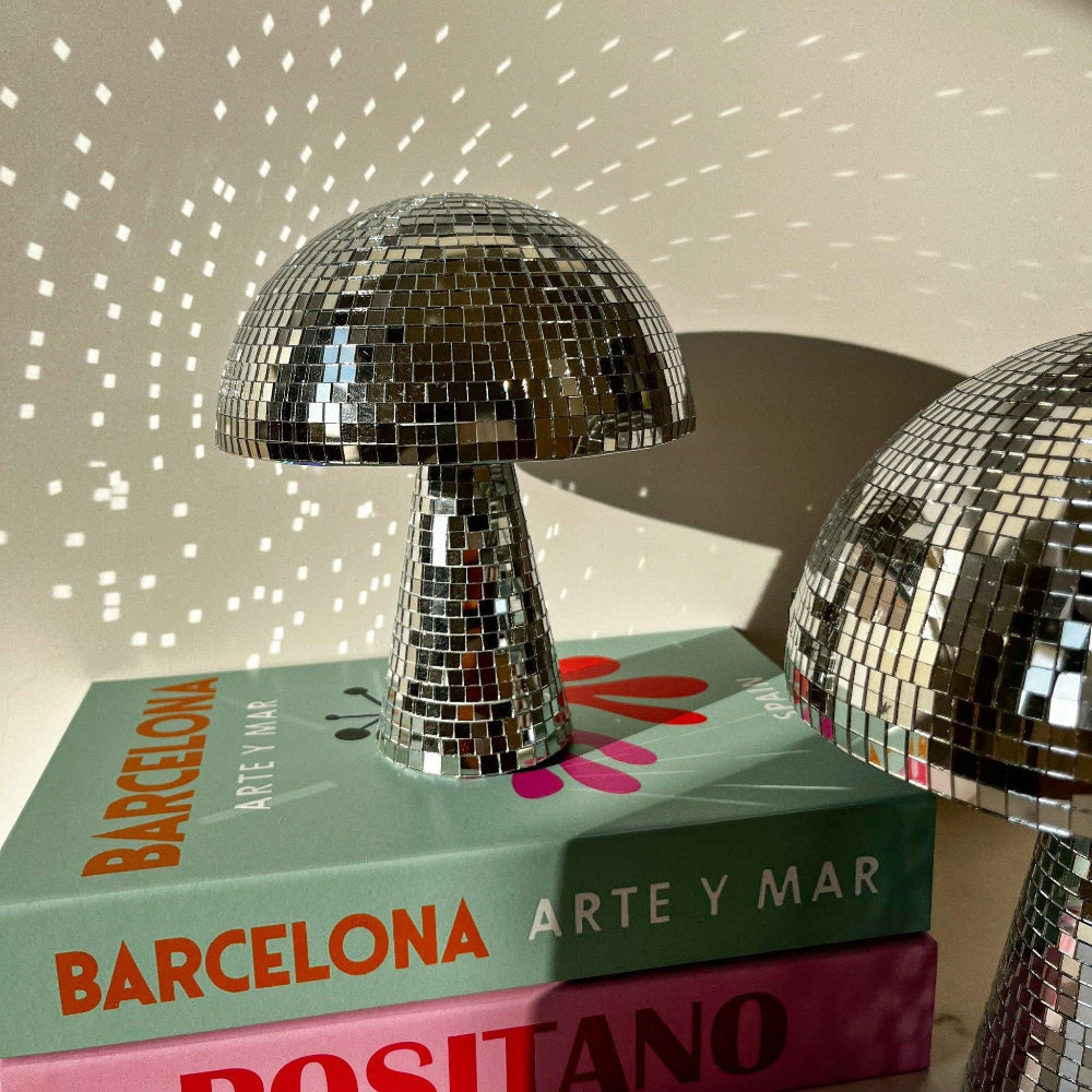 Miralune Tischlampe | Retro-Disco-Pilzlampe im Spiegelmosaik-Design