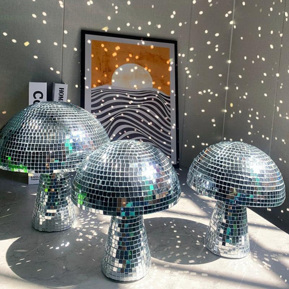 Miralune Tischlampe | Retro-Disco-Pilzlampe im Spiegelmosaik-Design