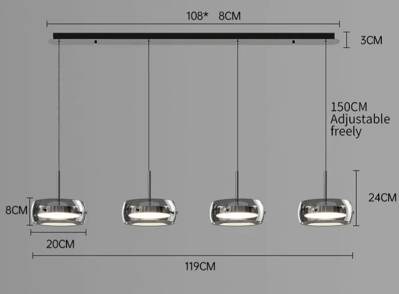 Suspension Arvéon | LED Dimmable 3000K–6000K + Télécommande | Verre Cylindrique Premium