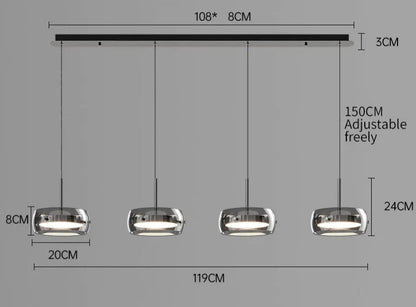 Suspension Arvéon | LED Dimmable 3000K–6000K + Télécommande | Verre Cylindrique Premium