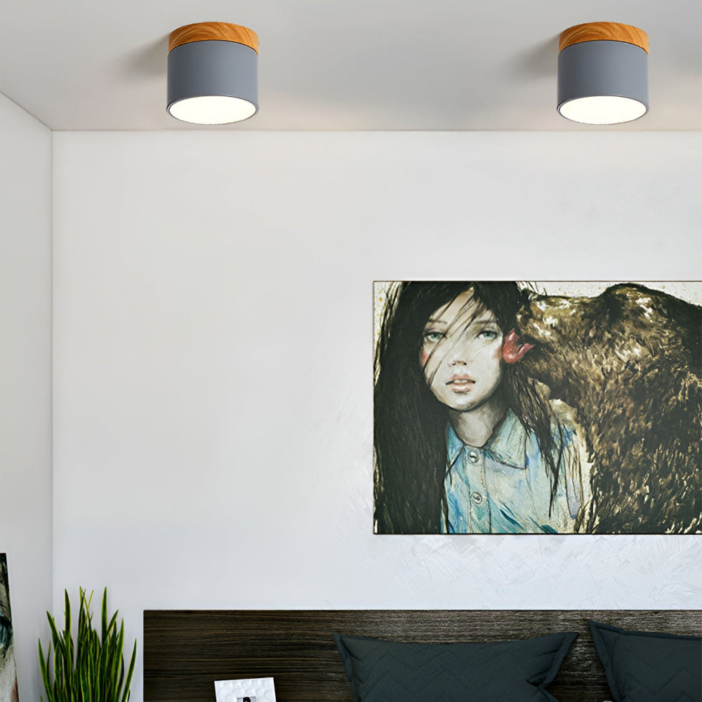 Plafonnier Elyraze | LED Intégrée | Fer, Bois Massif & PVC Scandinave