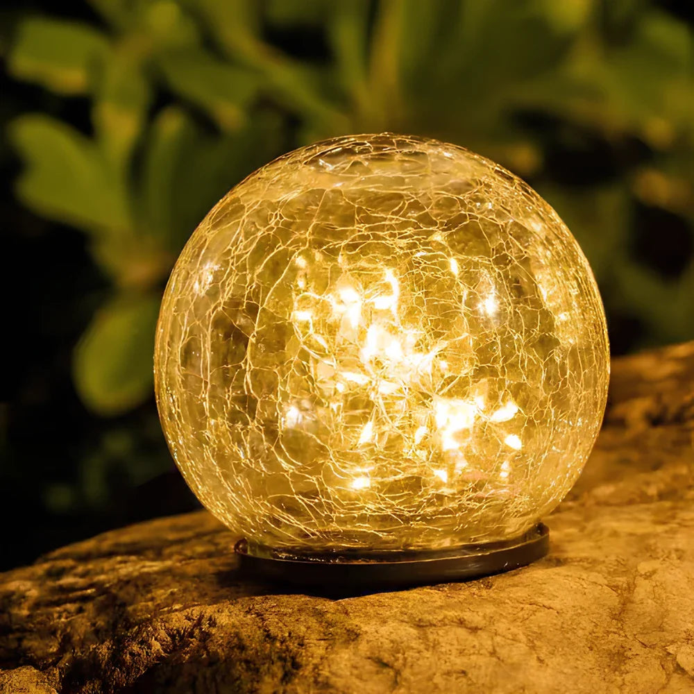 LumiSphere Solarkugel | LED Glas Gartenleuchte warmweiß mit Sensor