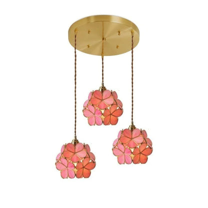 Suspension Roséline | E27 5W Incluse Câble 150 cm | Verre Floral & Laiton Nordique
