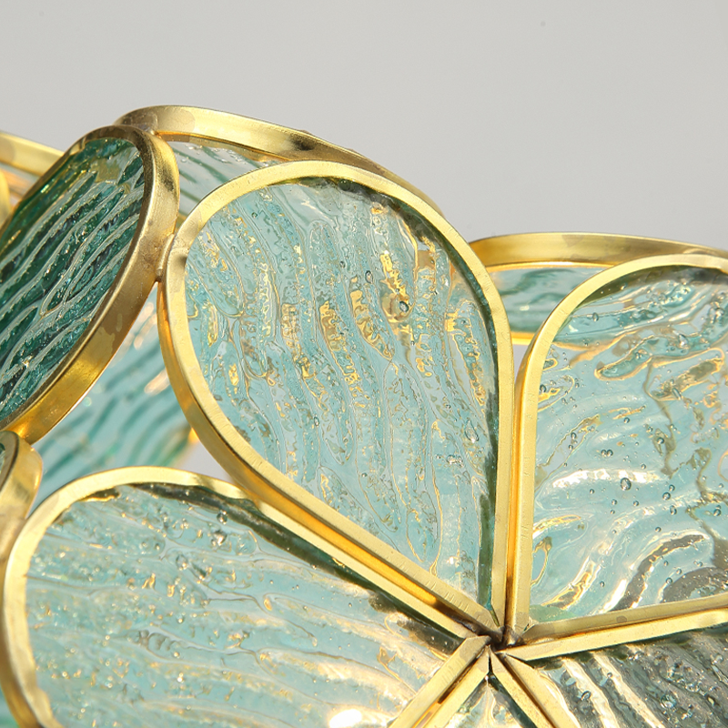 Suspension Roséline | E27 5W Incluse Câble 150 cm | Verre Floral & Laiton Nordique