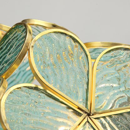 Suspension Roséline | E27 5W Incluse Câble 150 cm | Verre Floral & Laiton Nordique