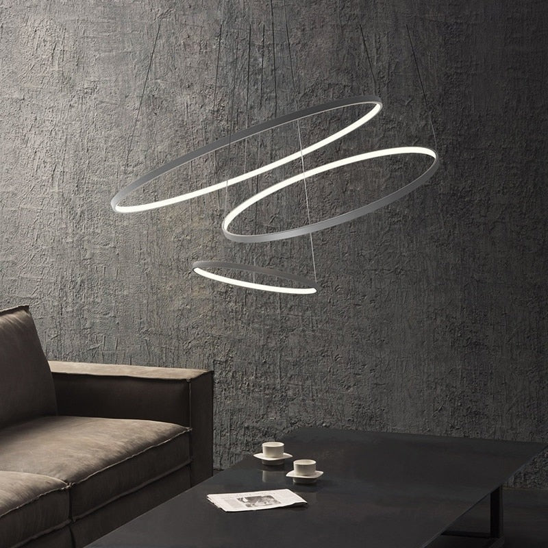 Suspension Auralynx | Triple Anneaux Ø40/60/80 Dimmable Mémoire | LED 50 000+ h Télécommande