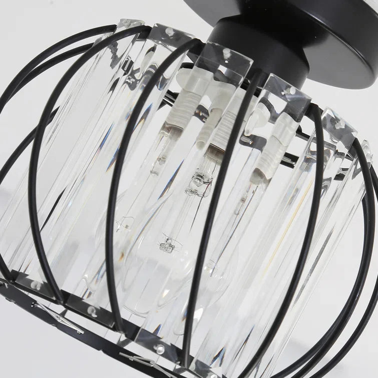 Plafonnier Orlitha | LED 12W 3CCT 3000K–6000K | Métal & Cristal Noir Élégant