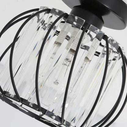 Plafonnier Orlitha | LED 12W 3CCT 3000K–6000K | Métal & Cristal Noir Élégant