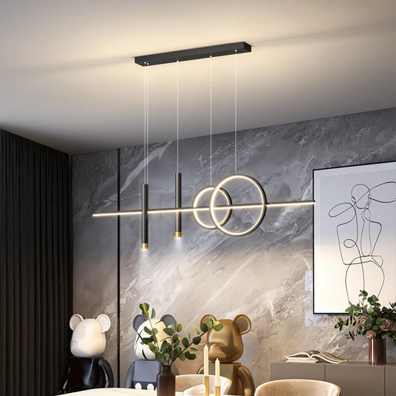 Suspension Aventris | Triple Anneaux LED Dimmable 3 Modes | Aluminium Architectural