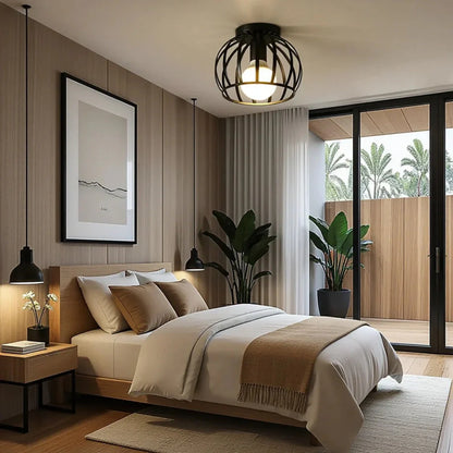 Valeriax Deckenleuchte | Schwarze Industrial Metall Lampe im Vintage Design