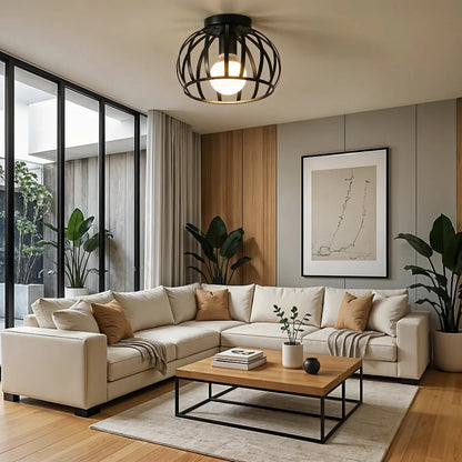 Valeriax Deckenleuchte | Schwarze Industrial Metall Lampe im Vintage Design