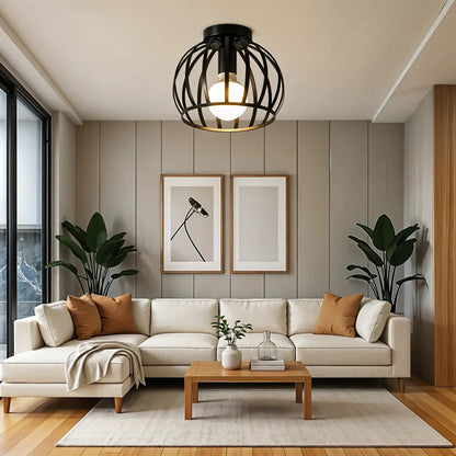 Valeriax Deckenleuchte | Schwarze Industrial Metall Lampe im Vintage Design