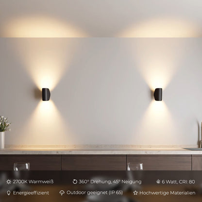 Applique Murale Selyra | LED 6W 2700K IP65 | Aluminium Minimaliste