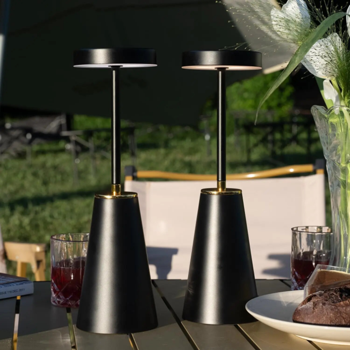 Veluntra Tischlampe | Kabellose LED Lampe dimmbar mit Touch & Memory Funktion