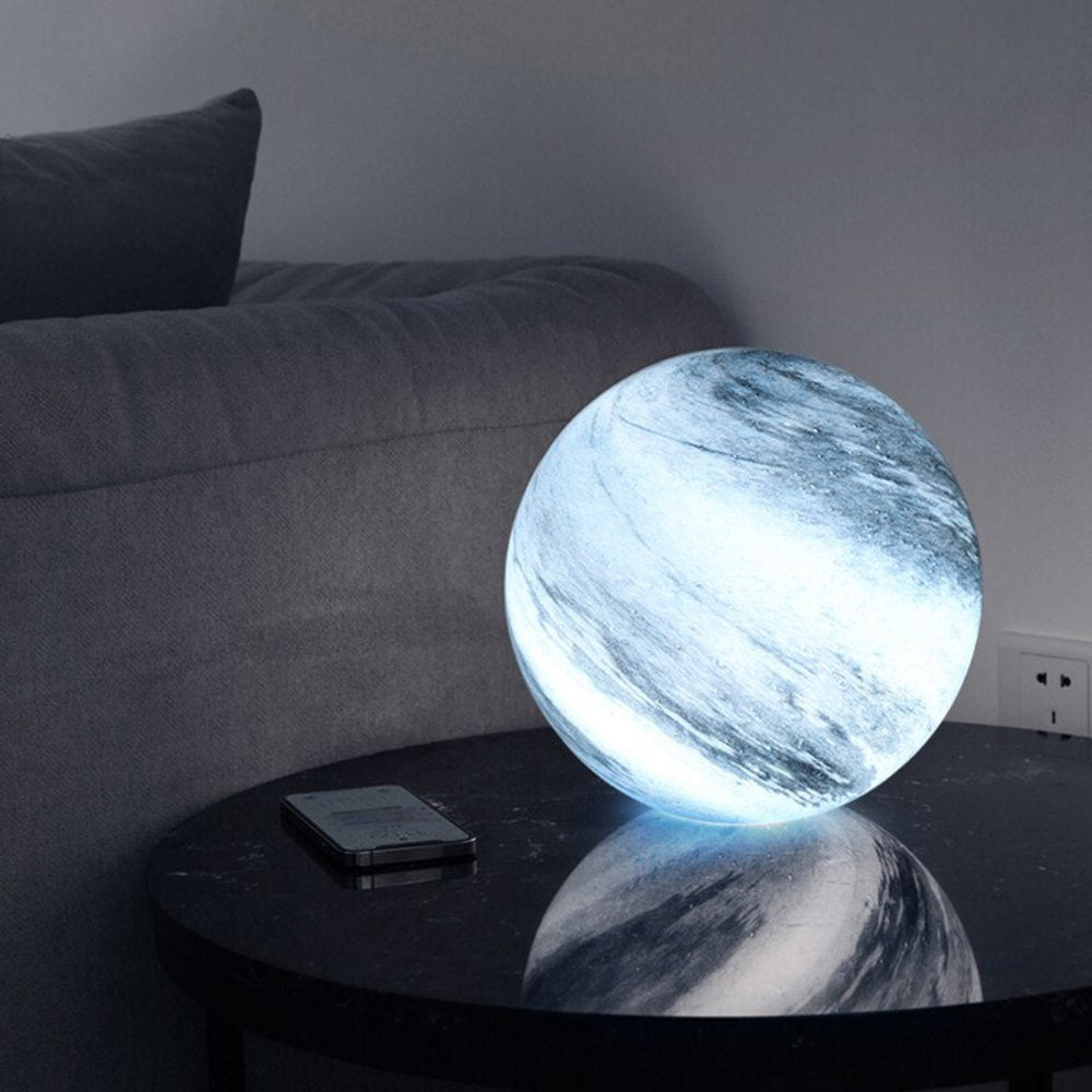 Lampe de Table Nyxora | LED 16 Couleurs USB | Sphère Lune en Verre