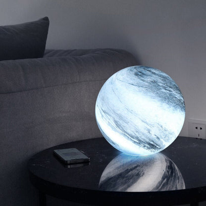 Lampe de Table Nyxora | LED 16 Couleurs USB | Sphère Lune en Verre