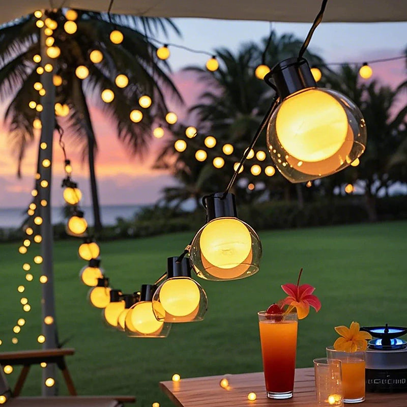 AurynLight Solar Lichterkette | Warmweiße LED Außenbeleuchtung mit USB
