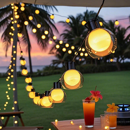 AurynLight Solar Lichterkette | Warmweiße LED Außenbeleuchtung mit USB