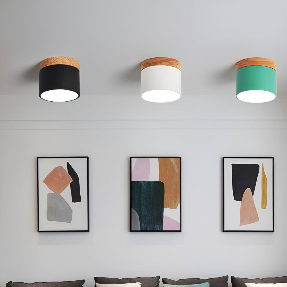 Plafonnier Elyraze | LED Intégrée | Fer, Bois Massif & PVC Scandinave