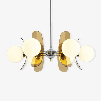 Suspension Oranvéra | Douille E26/E27 IP20 | Fleur Verre & Métal Chrome Brun/Orange