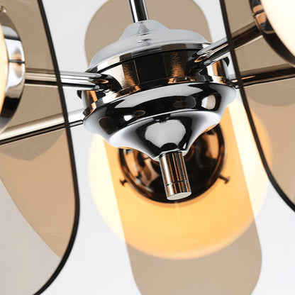 Suspension Oranvéra | Douille E26/E27 IP20 | Fleur Verre & Métal Chrome Brun/Orange