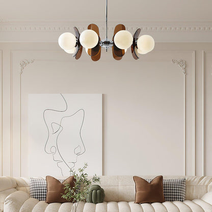 Suspension Oranvéra | Douille E26/E27 IP20 | Fleur Verre & Métal Chrome Brun/Orange