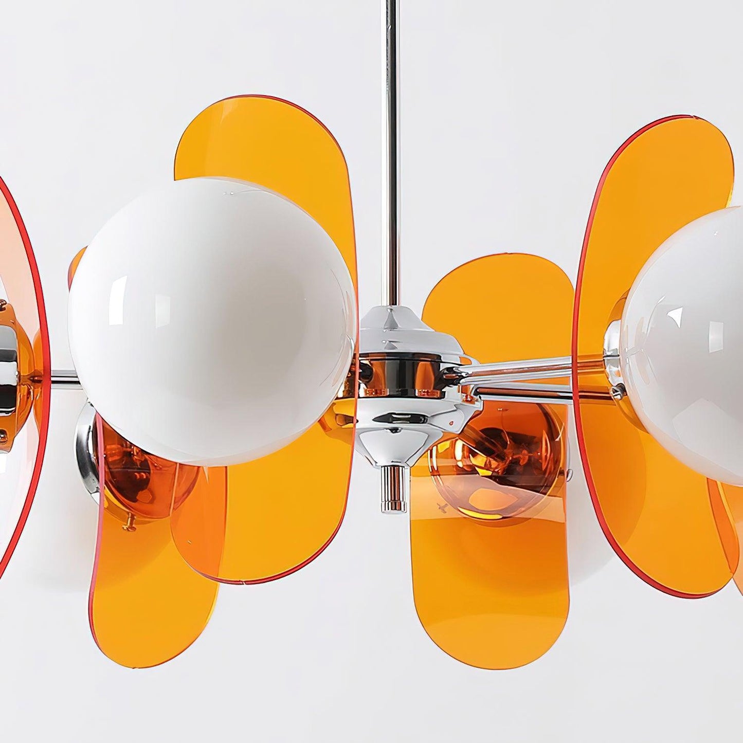 Suspension Oranvéra | Douille E26/E27 IP20 | Fleur Verre & Métal Chrome Brun/Orange
