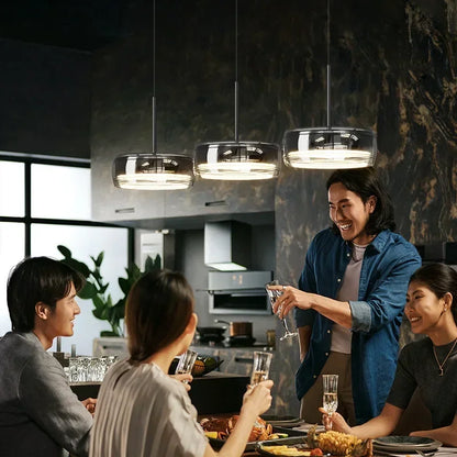 Suspension Arvéon | LED Dimmable 3000K–6000K + Télécommande | Verre Cylindrique Premium