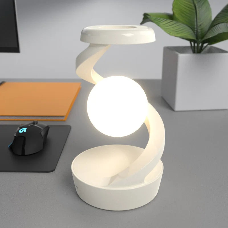 HaloSpira Tischlampe | LED Spiral Lampe mit Touch & Wireless Ladepad