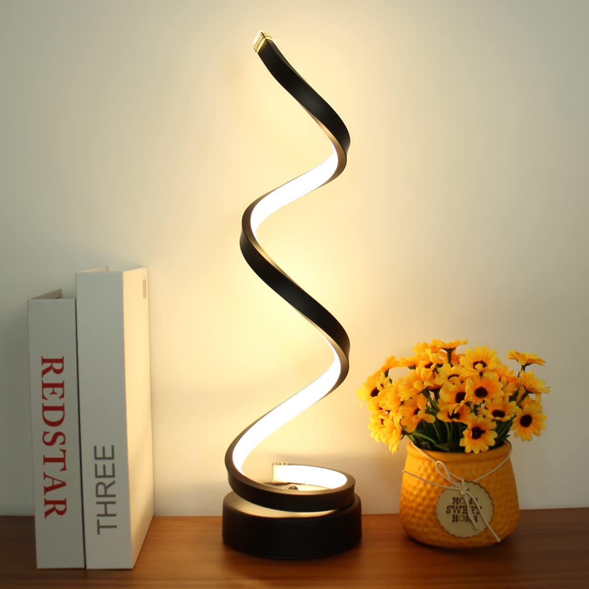 Heliora Tischlampe | Dimmable LED Spiral Lampe modern mit 3 Lichtfarben