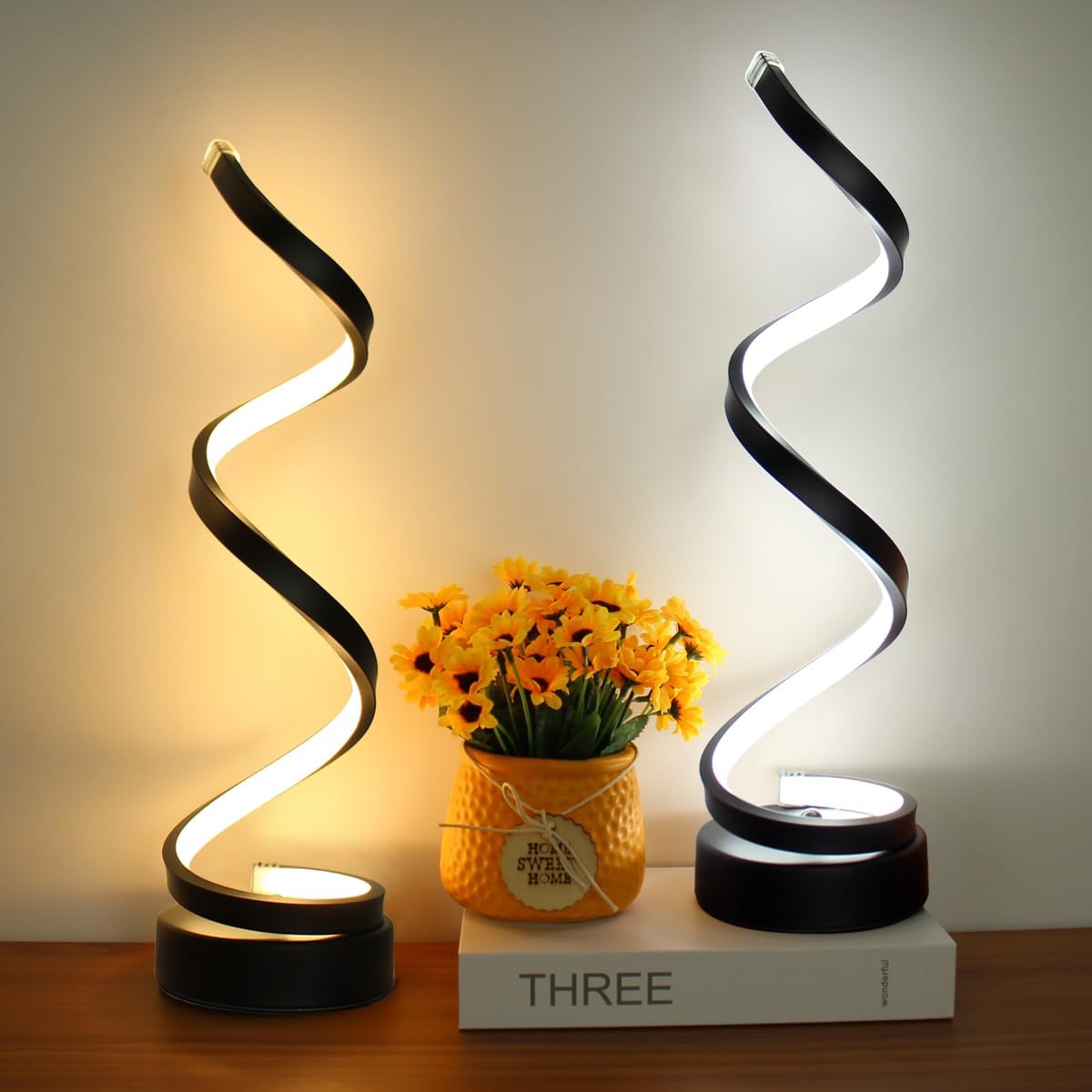 Heliora Tischlampe | Dimmable LED Spiral Lampe modern mit 3 Lichtfarben