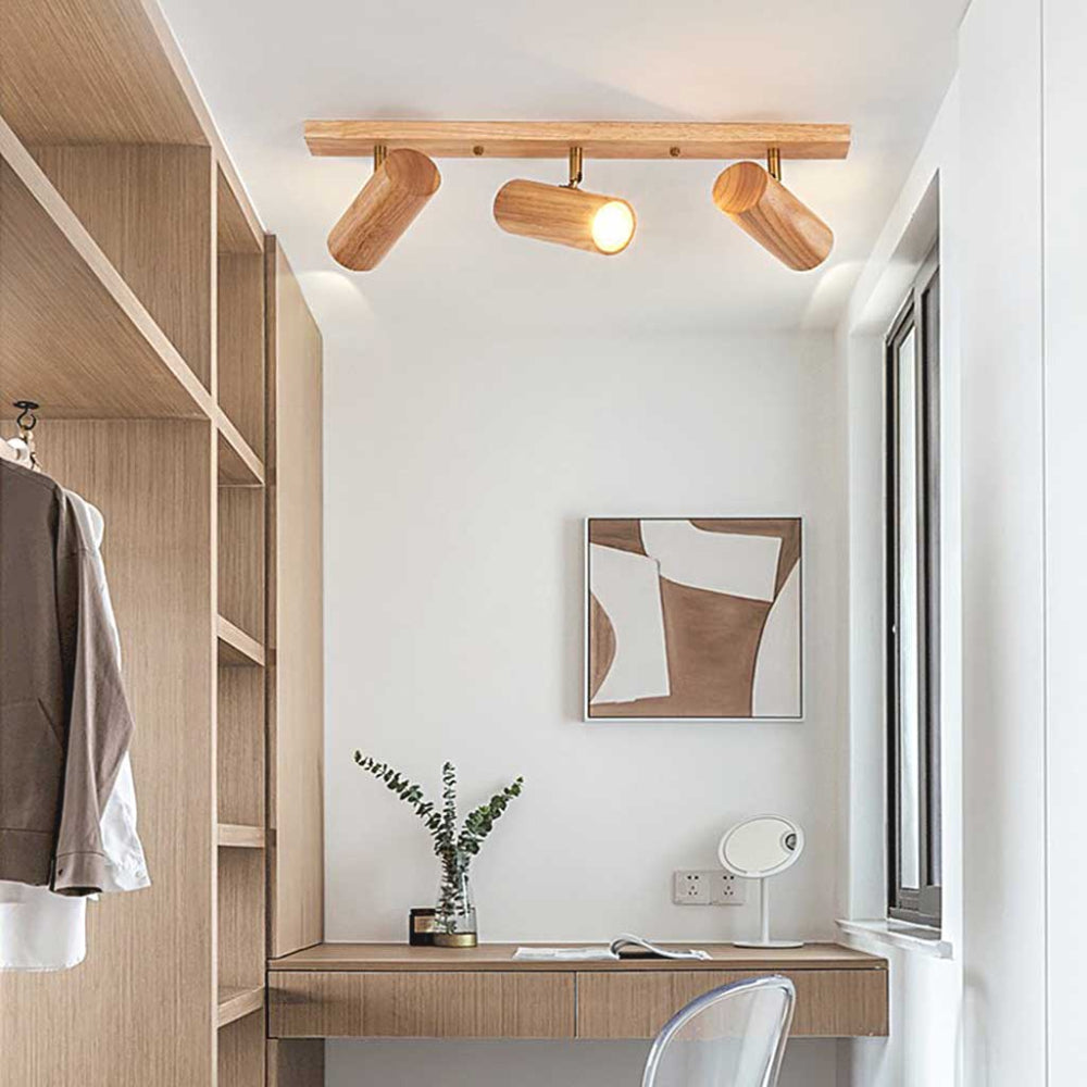 Spot Nordique Tavrynn | LED Intégrée Orientable 7W/21W/28W | Bois & Laiton Mural/Plafond