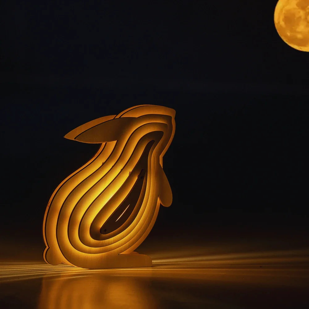 LumoTale Holzleuchte | Handgemachte 3D Tierlampe mit Sensor