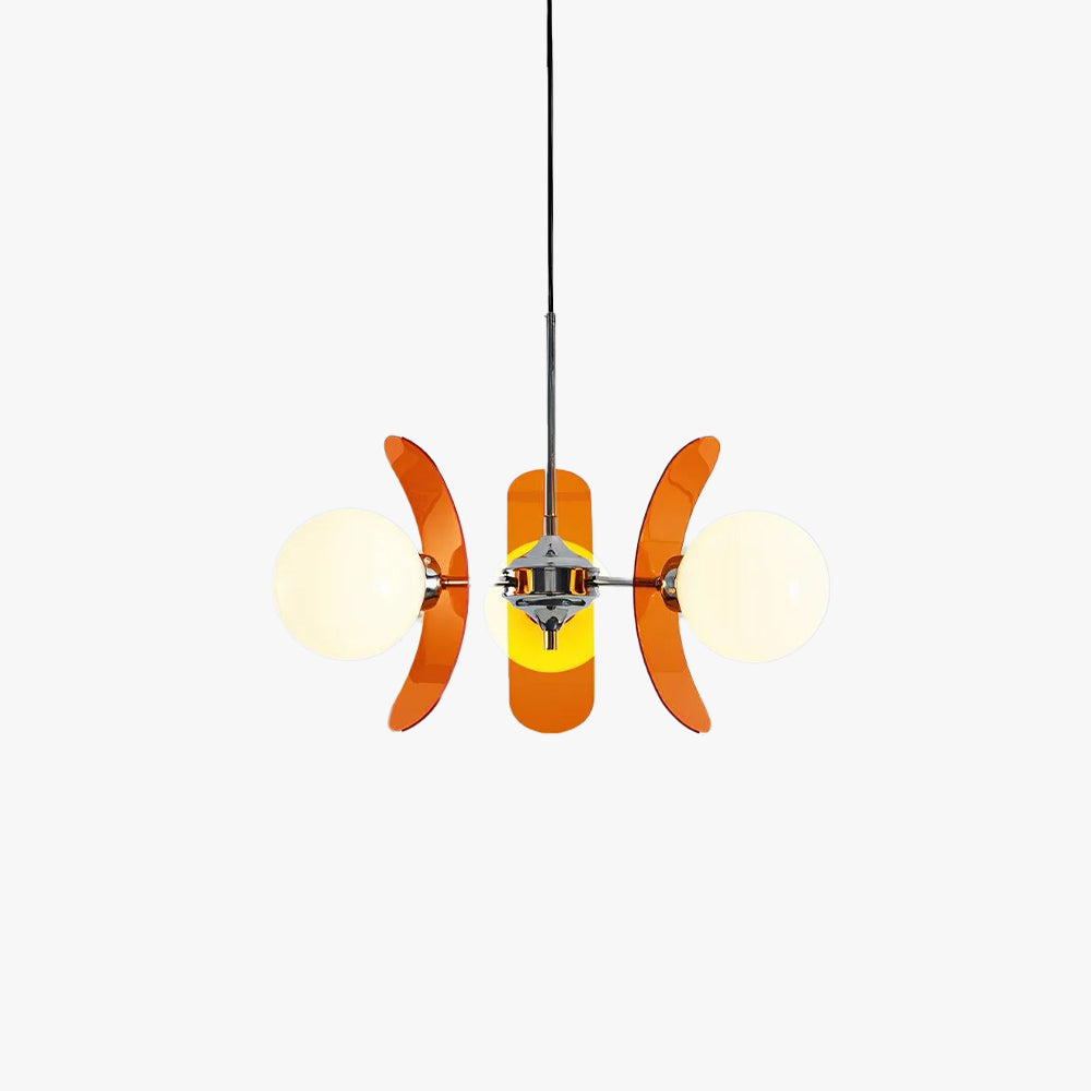 Suspension Oranvéra | Douille E26/E27 IP20 | Fleur Verre & Métal Chrome Brun/Orange