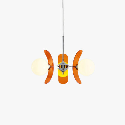 Suspension Oranvéra | Douille E26/E27 IP20 | Fleur Verre & Métal Chrome Brun/Orange