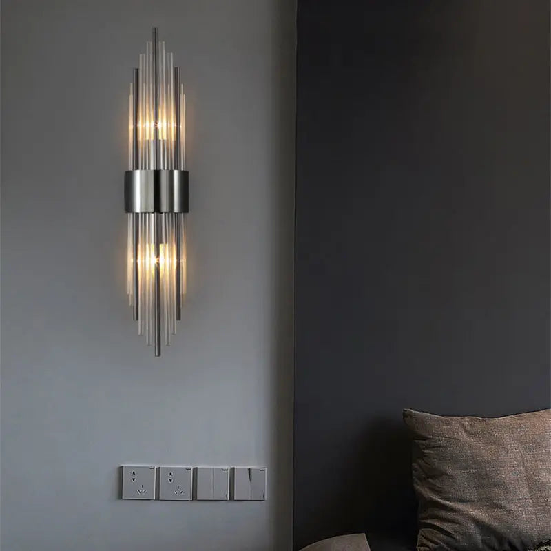 Applique Murale Veloria | 2×G9 LED 10W 3000K | Acier Inox & Cristal Élégant