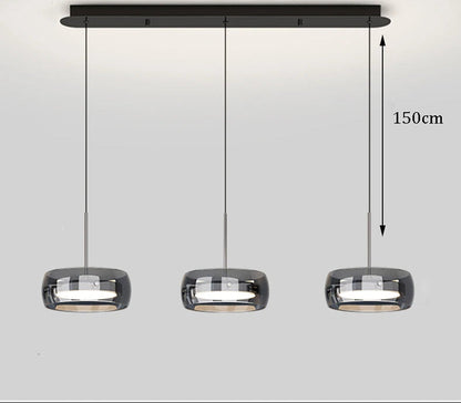 Suspension Arvéon | LED Dimmable 3000K–6000K + Télécommande | Verre Cylindrique Premium