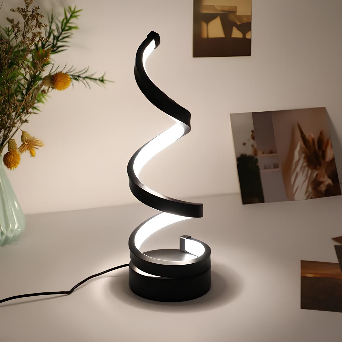 Heliora Tischlampe | Dimmable LED Spiral Lampe modern mit 3 Lichtfarben