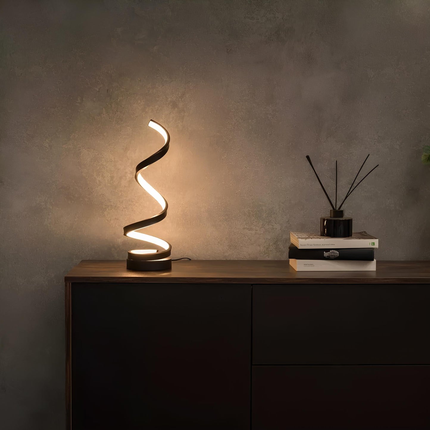 Heliora Tischlampe | Dimmable LED Spiral Lampe modern mit 3 Lichtfarben