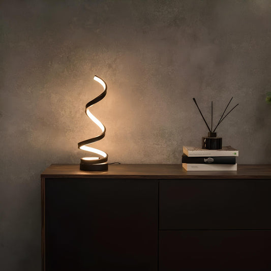 Heliora Tischlampe | Dimmable LED Spiral Lampe modern mit 3 Lichtfarben