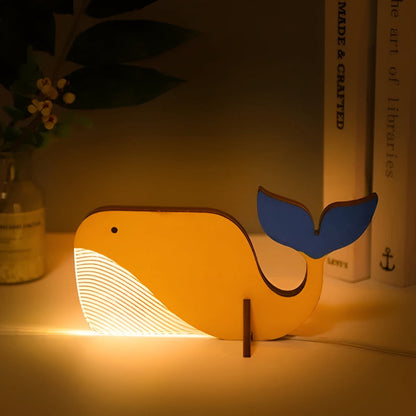 Anivéra Tischlampe | Holz-LED-Nachtlicht mit Tiermotiven